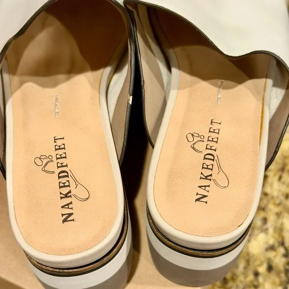Naked Feet Women's Cream and Gray Platform Slides - Picture 6 of 9